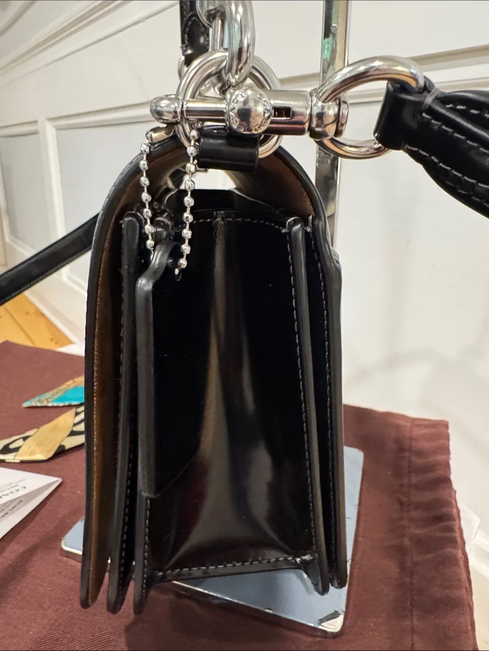 COACH Bag Quinn Black Patent Leather Crossbody Shoulder Satchel Bag NWOT - Picture 6 of 17